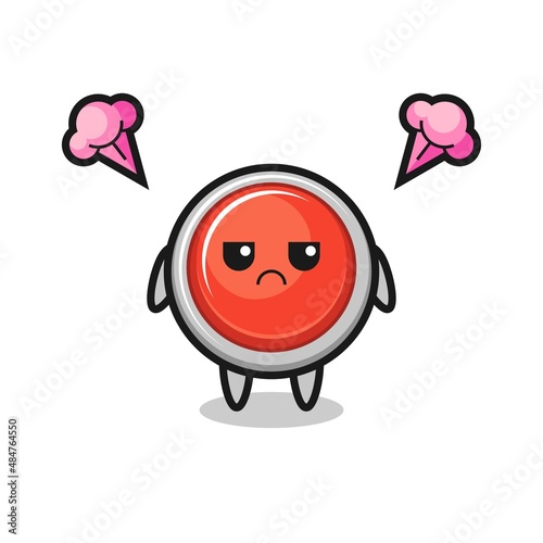 annoyed expression of the cute emergency panic button cartoon character