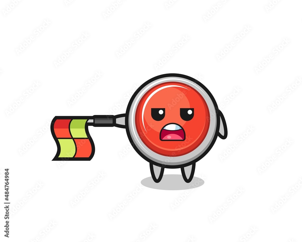 emergency panic button character as line judge hold the flag straight horizontally emergency panic button character as line judge hold the flag straight horizontally