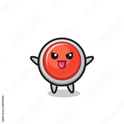 naughty emergency panic button character in mocking pose