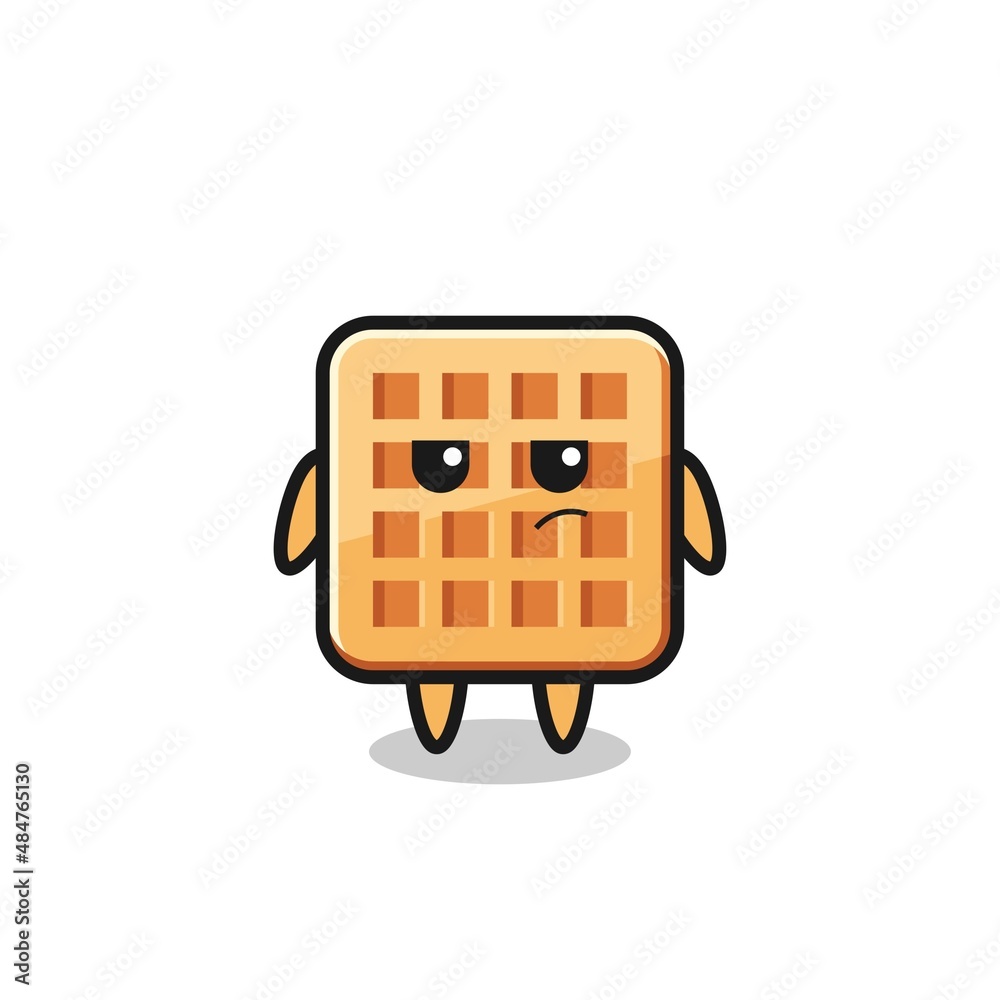 cute waffle character with suspicious expression cute waffle character with suspicious expression
