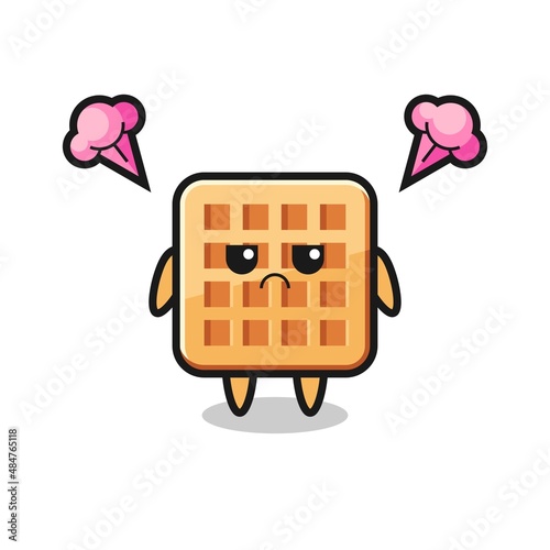 annoyed expression of the cute waffle cartoon character