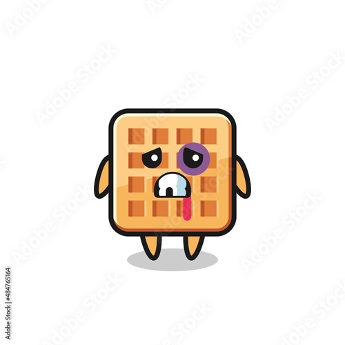injured waffle character with a bruised face
