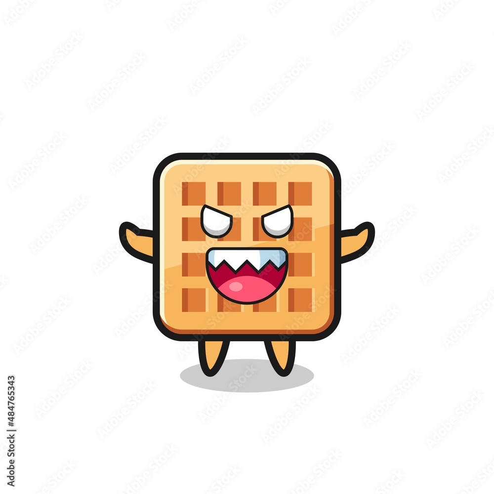 illustration of evil waffle mascot character