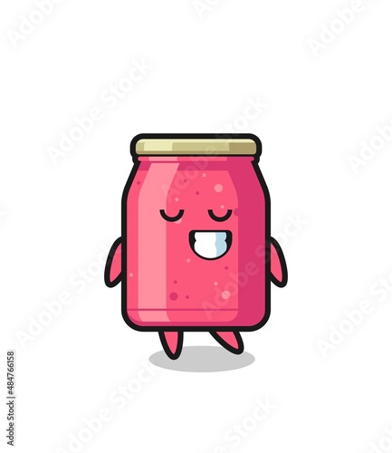 strawberry jam cartoon illustration with a shy expression