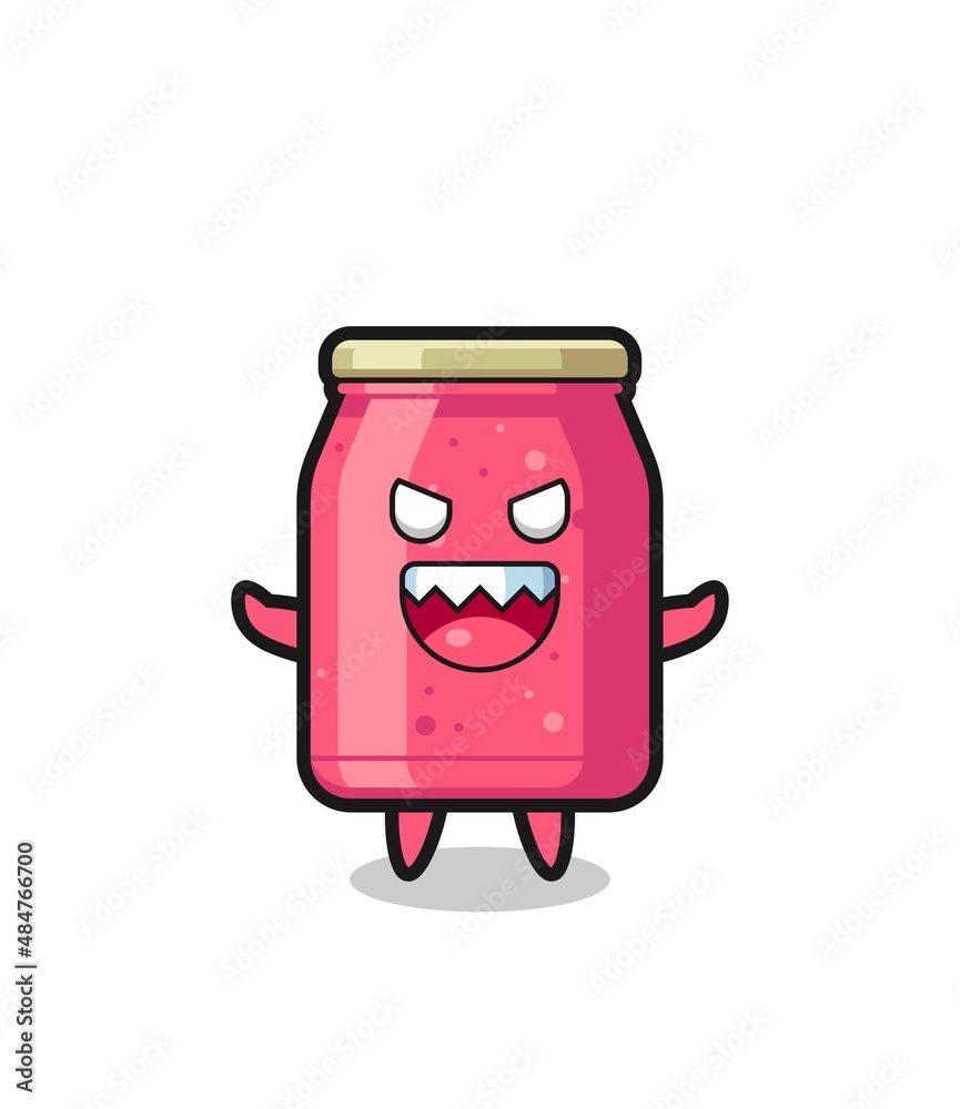 illustration of evil strawberry jam mascot character