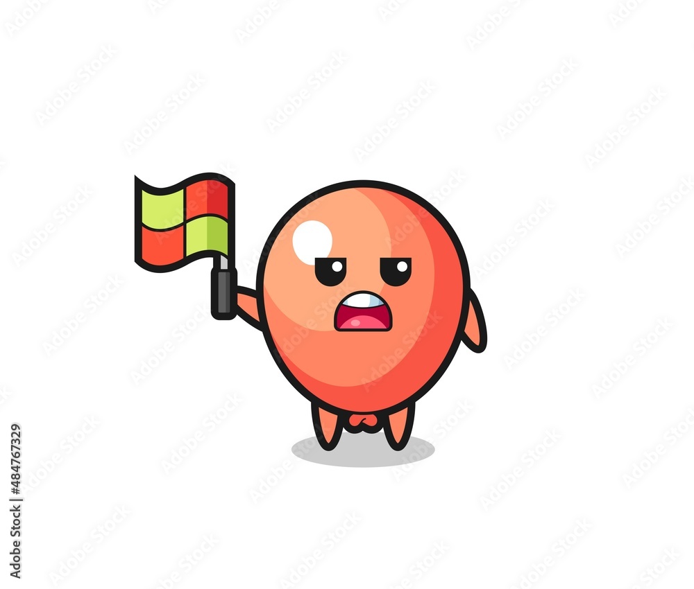 balloon character as line judge putting the flag up balloon character as line judge putting the flag up