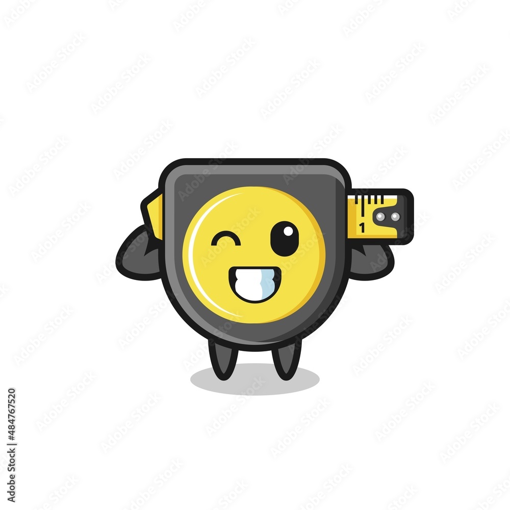the muscular tape measure character is posing showing his muscles the muscular tape measure character is posing showing his muscles