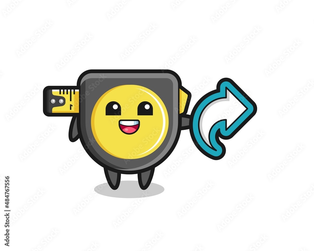 cute tape measure hold social media share symbol cute tape measure hold social media share symbol