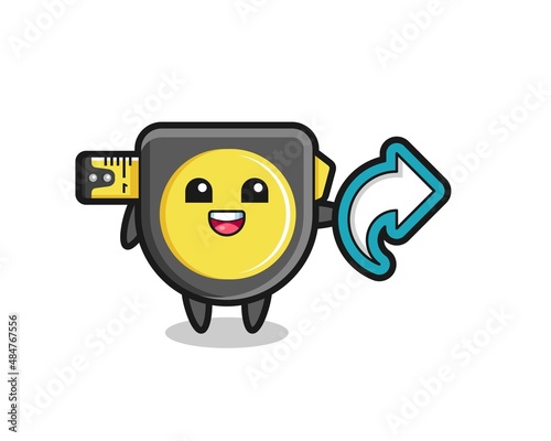 cute tape measure hold social media share symbol