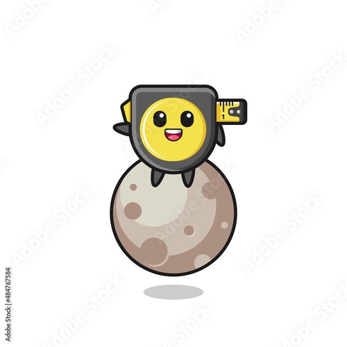 illustration of tape measure cartoon sitting on the moon