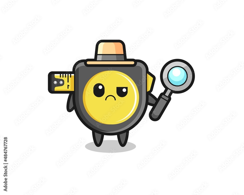 the mascot of cute tape measure as a detective the mascot of cute tape measure as a detective