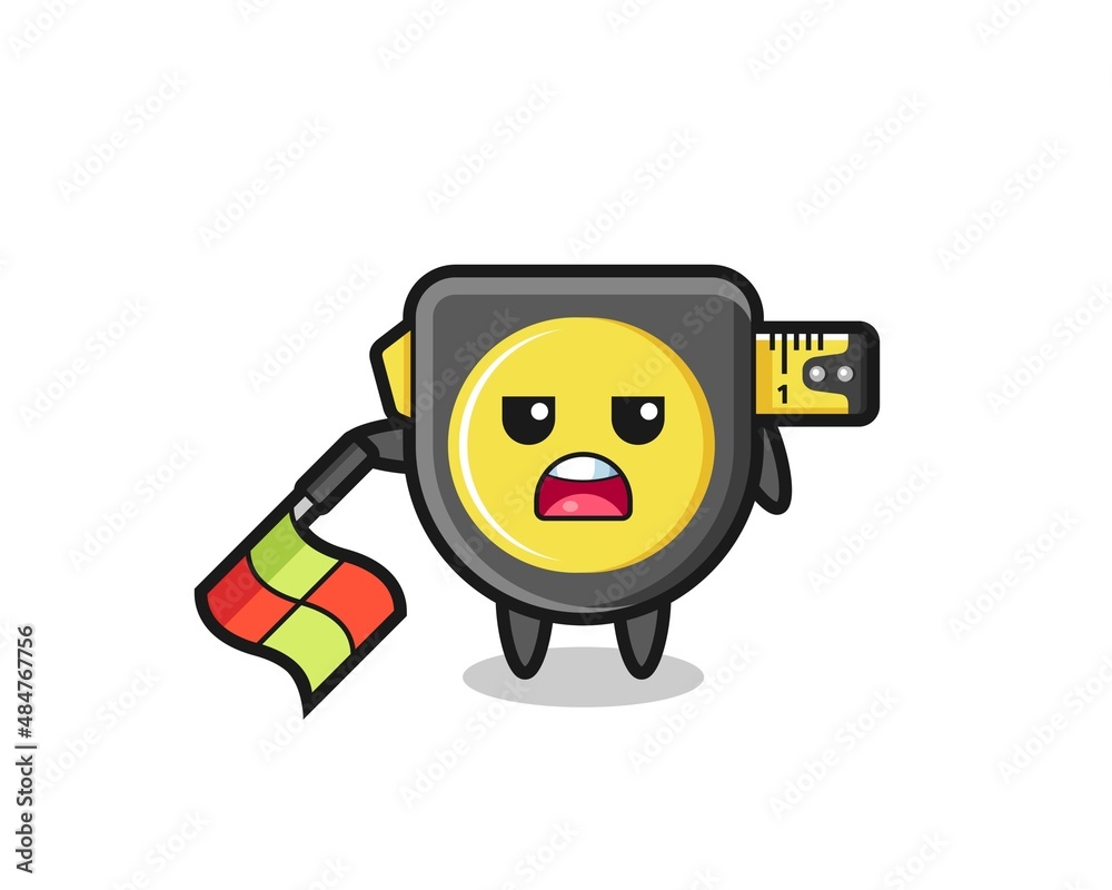 tape measure character as line judge hold the flag down at a 45 degree angle tape measure character as line judge hold the flag down at a 45 degree angle