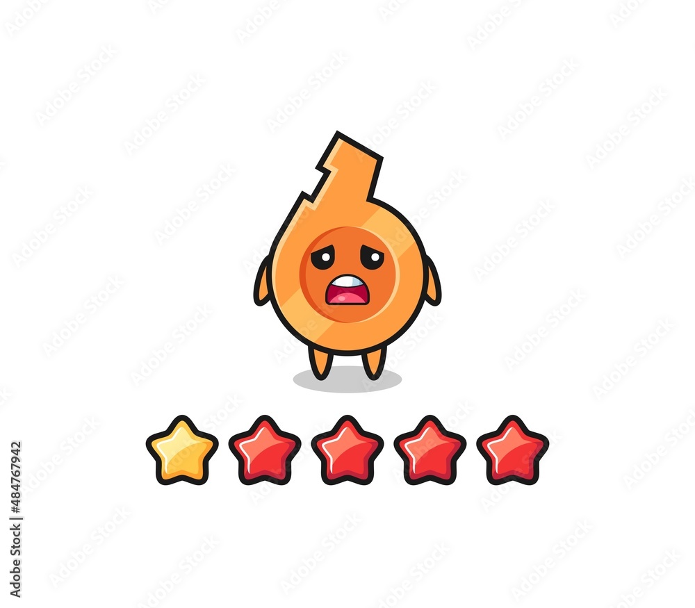 Fototapeta premium the illustration of customer bad rating, whistle cute character with 1 star
