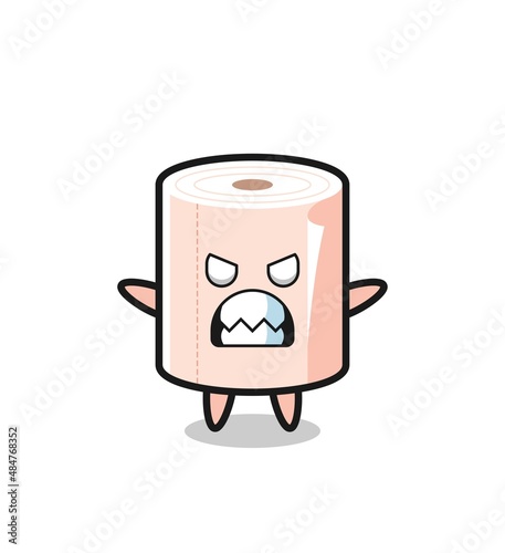wrathful expression of the tissue roll mascot character