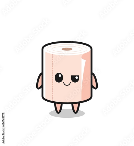 tissue roll cartoon with an arrogant expression