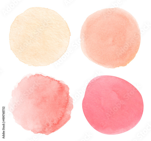 Collection of watercolor light pink round brush strokes