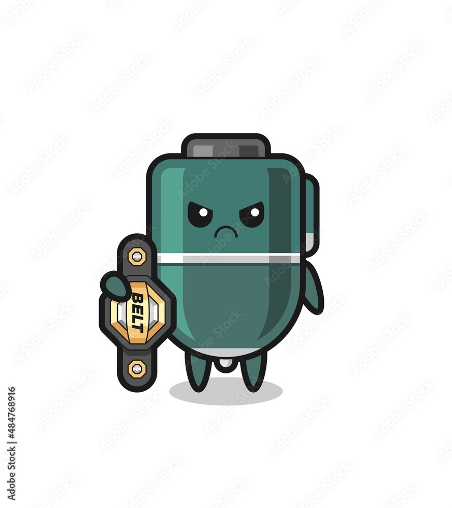 Fototapeta premium ballpoint mascot character as a MMA fighter with the champion belt