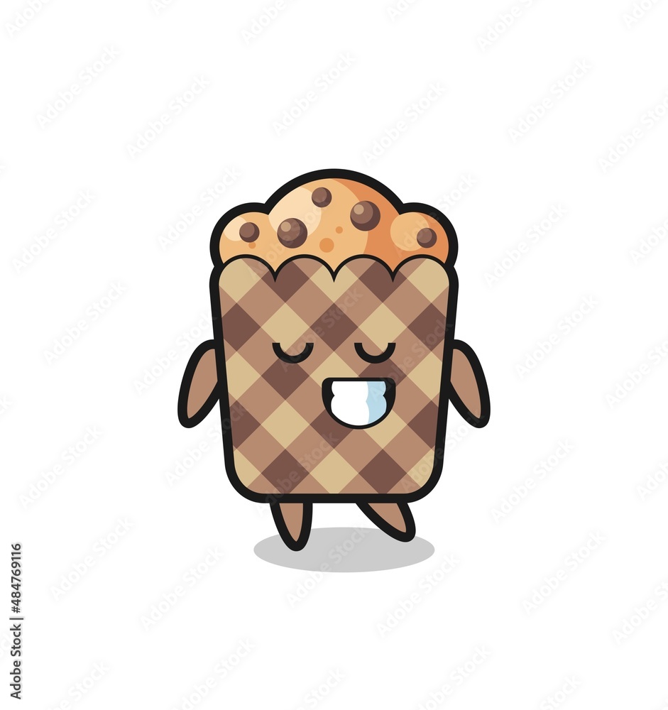 muffin cartoon illustration with a shy expression