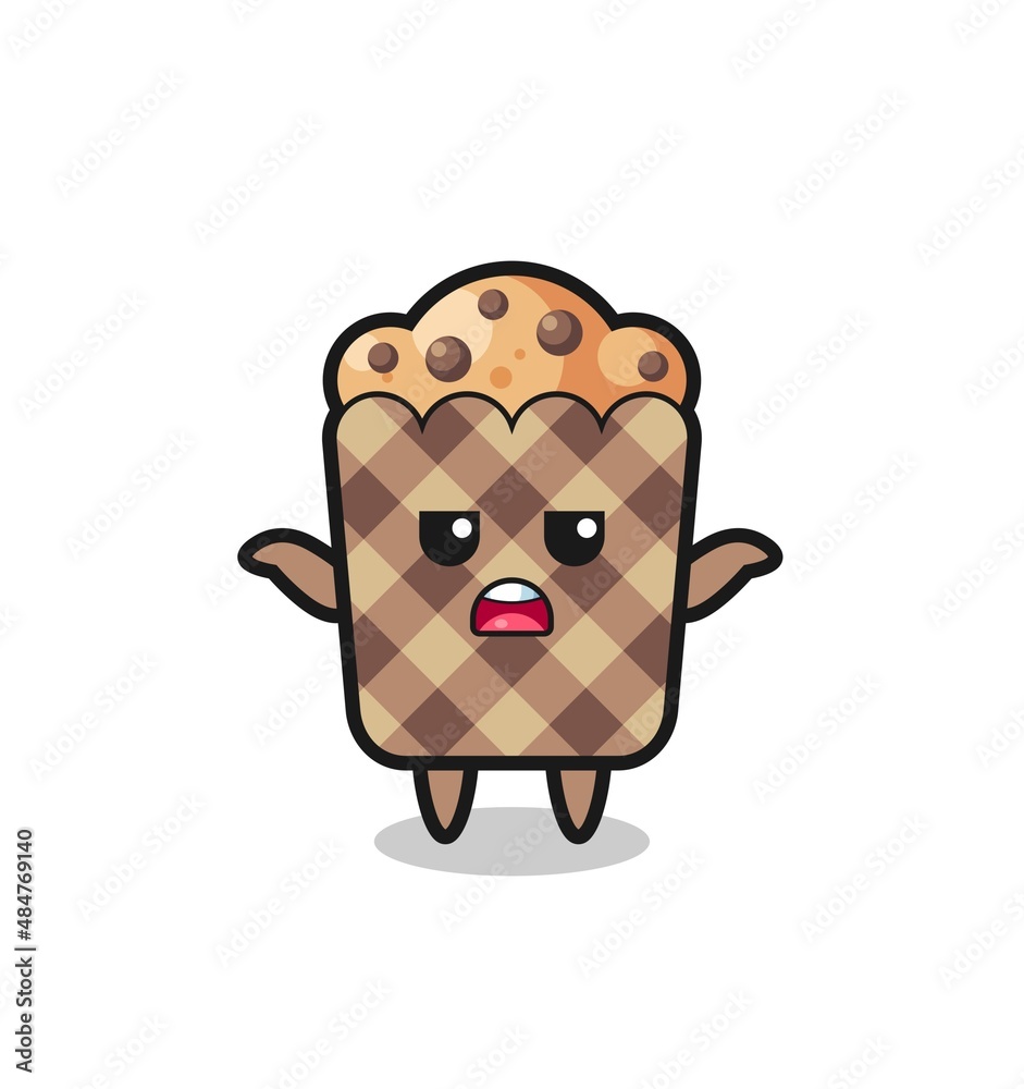 muffin mascot character saying I do not know muffin mascot character saying I do not know