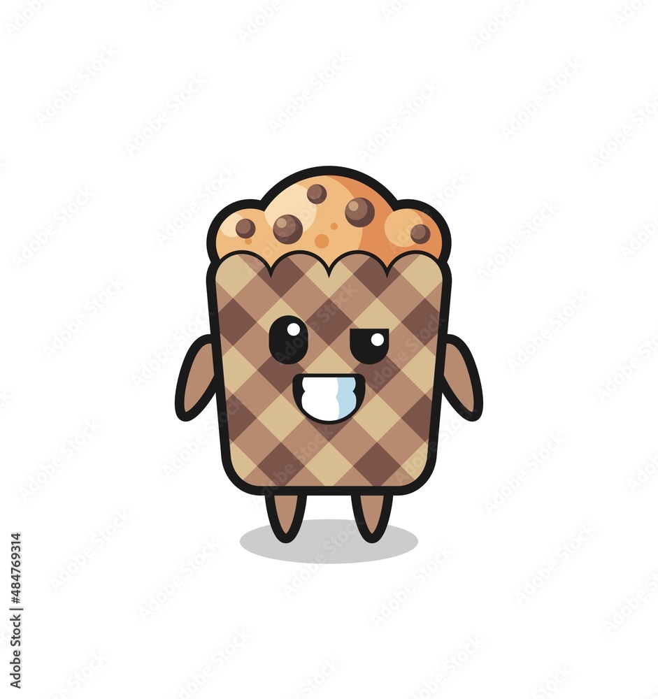 cute muffin mascot with an optimistic face cute muffin mascot with an optimistic face