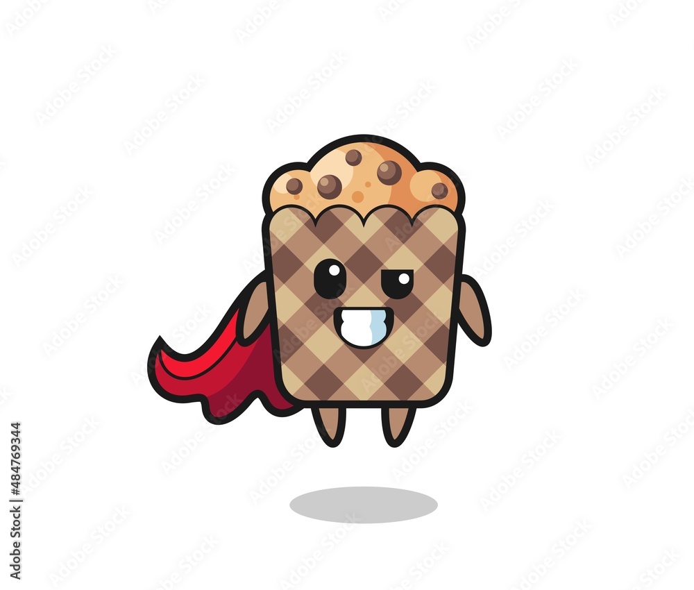 the cute muffin character as a flying superhero the cute muffin character as a flying superhero