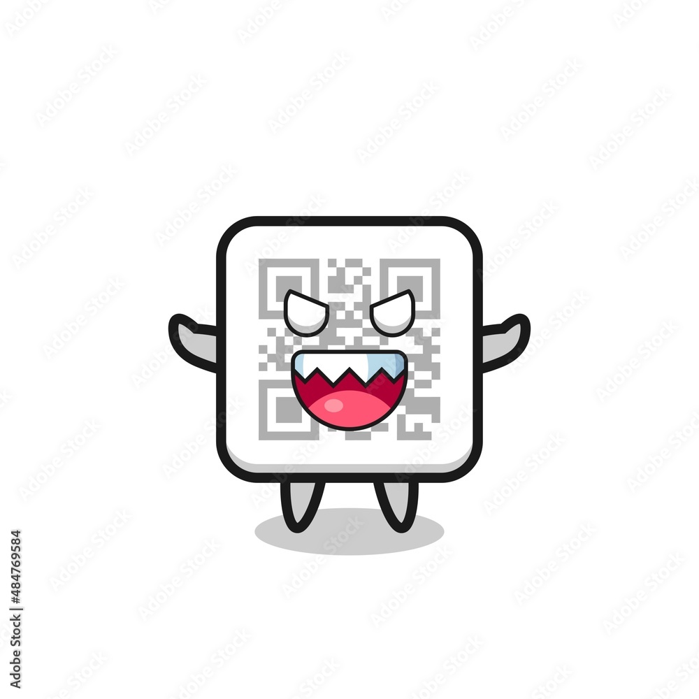 illustration of evil qr code mascot character