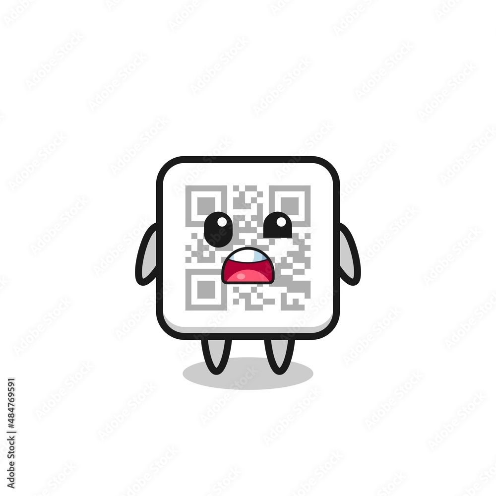 the shocked face of the cute qr code mascot the shocked face of the cute qr code mascot