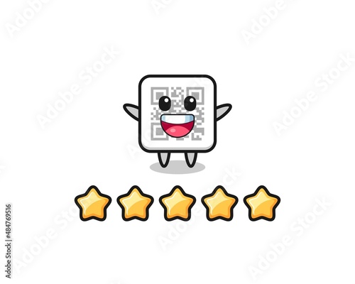 the illustration of customer best rating, qr code cute character with 5 stars