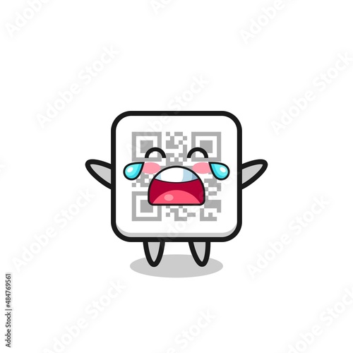 the illustration of crying qr code cute baby