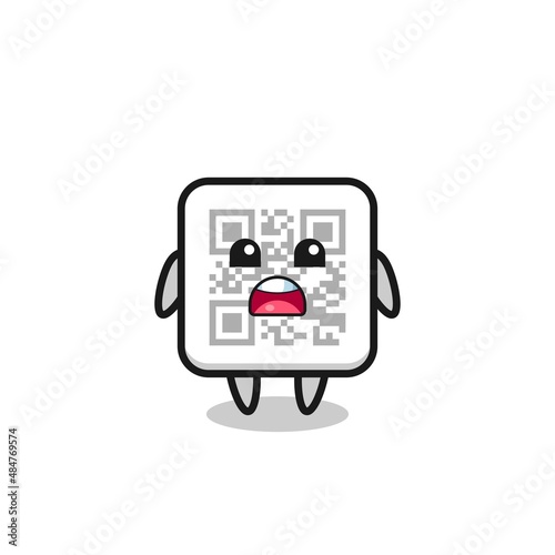 qr code illustration with apologizing expression, saying I am sorry