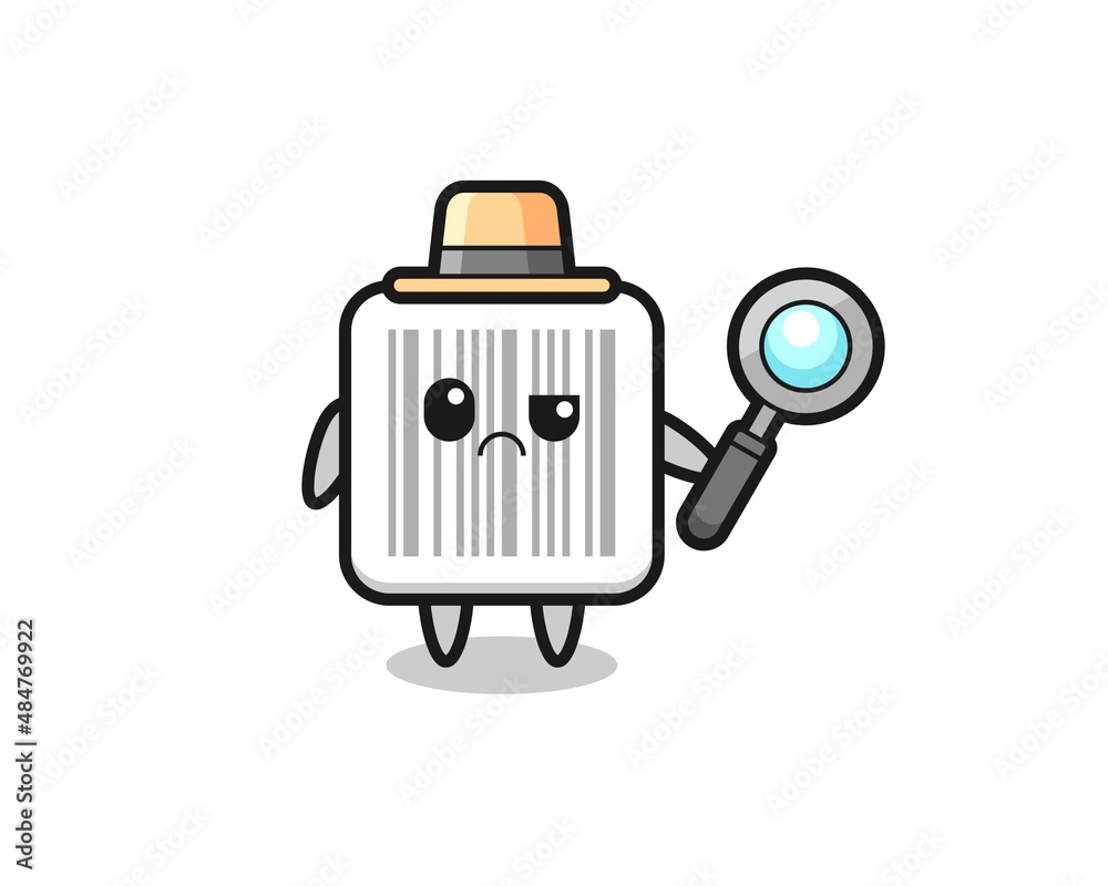 the mascot of cute barcode as a detective the mascot of cute barcode as a detective