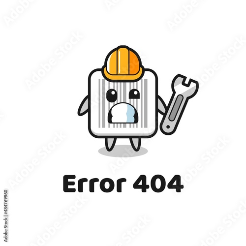 error 404 with the cute barcode mascot