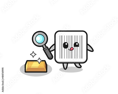 barcode character is checking the authenticity of the gold bullion