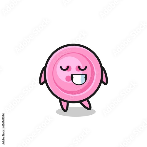 clothing button cartoon illustration with a shy expression