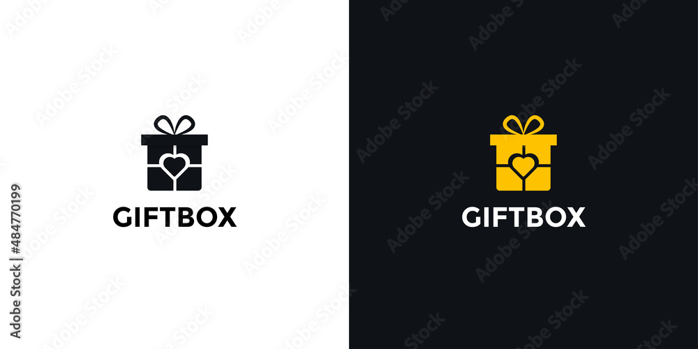 modern gift box logo with the love icon suitable for birthday, etc vector ilustration template modern gift box logo with the love icon suitable for birthday, etc vector ilustration template