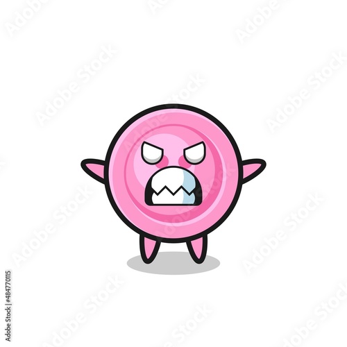 wrathful expression of the clothing button mascot character