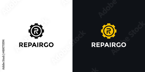 Simple repair logo with gear for tools logo