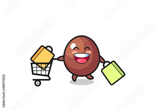 black Friday illustration with cute chocolate egg mascot