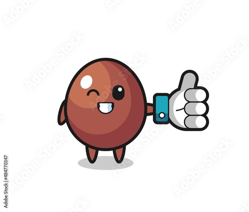 cute chocolate egg with social media thumbs up symbol
