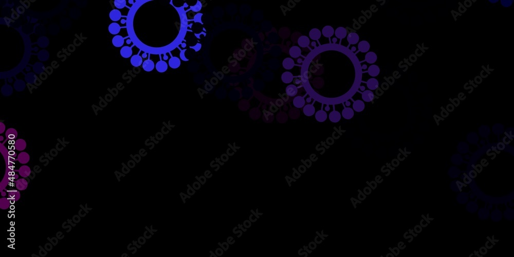 Dark pink, blue vector backdrop with virus symbols. Dark pink, blue vector backdrop with virus symbols.