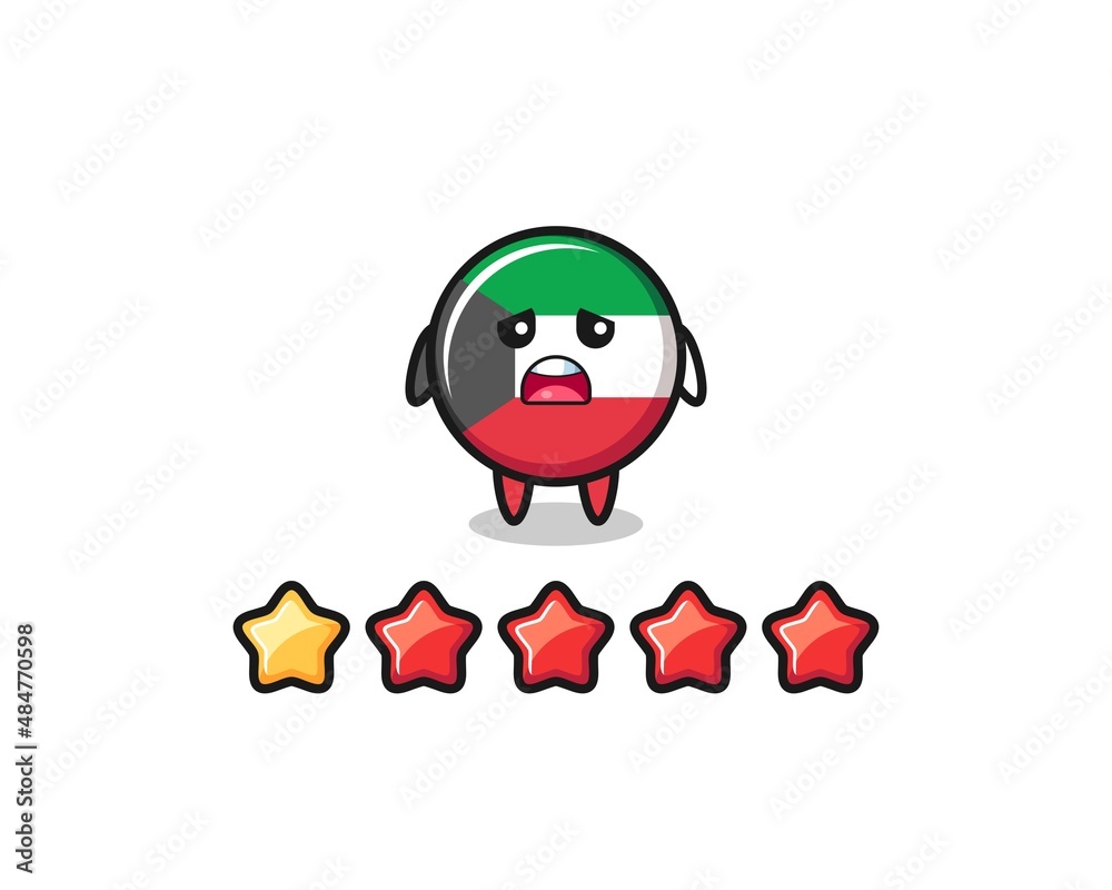 the illustration of customer bad rating, kuwait flag cute character with 1 star the illustration of customer bad rating, kuwait flag cute character with 1 star