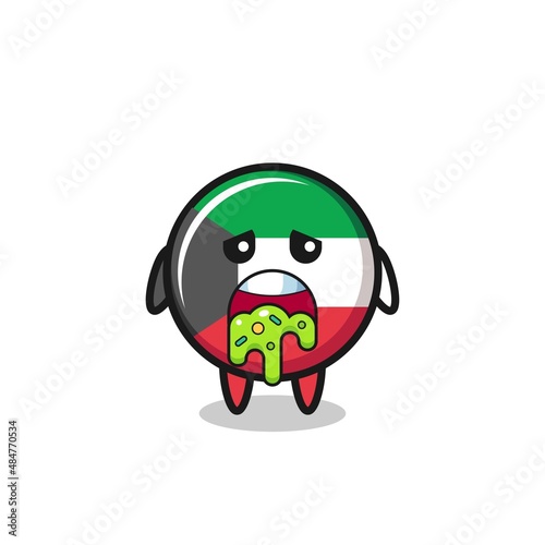 the cute kuwait flag character with puke