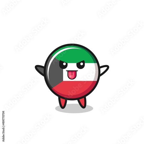 naughty kuwait flag character in mocking pose