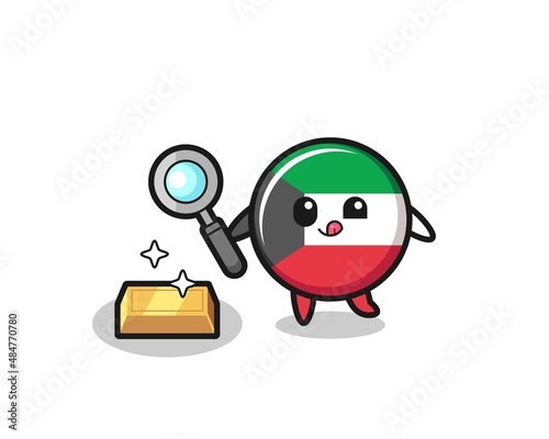 kuwait flag character is checking the authenticity of the gold bullion