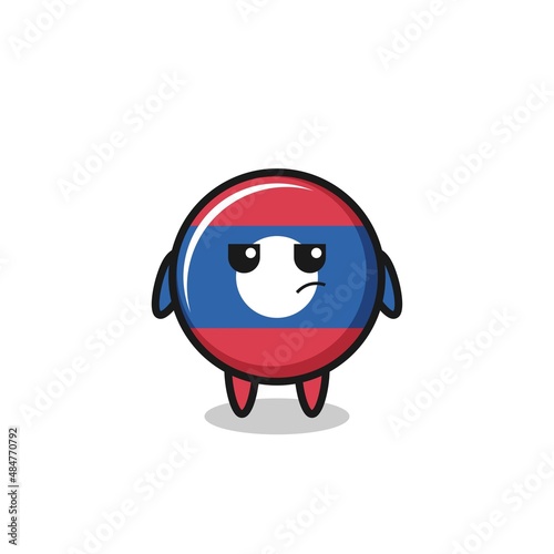 cute laos flag character with suspicious expression
