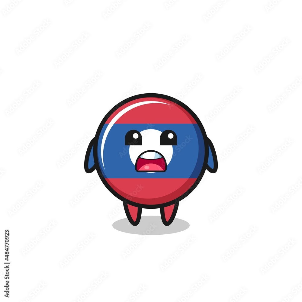 Fototapeta premium laos flag illustration with apologizing expression, saying I am sorry
