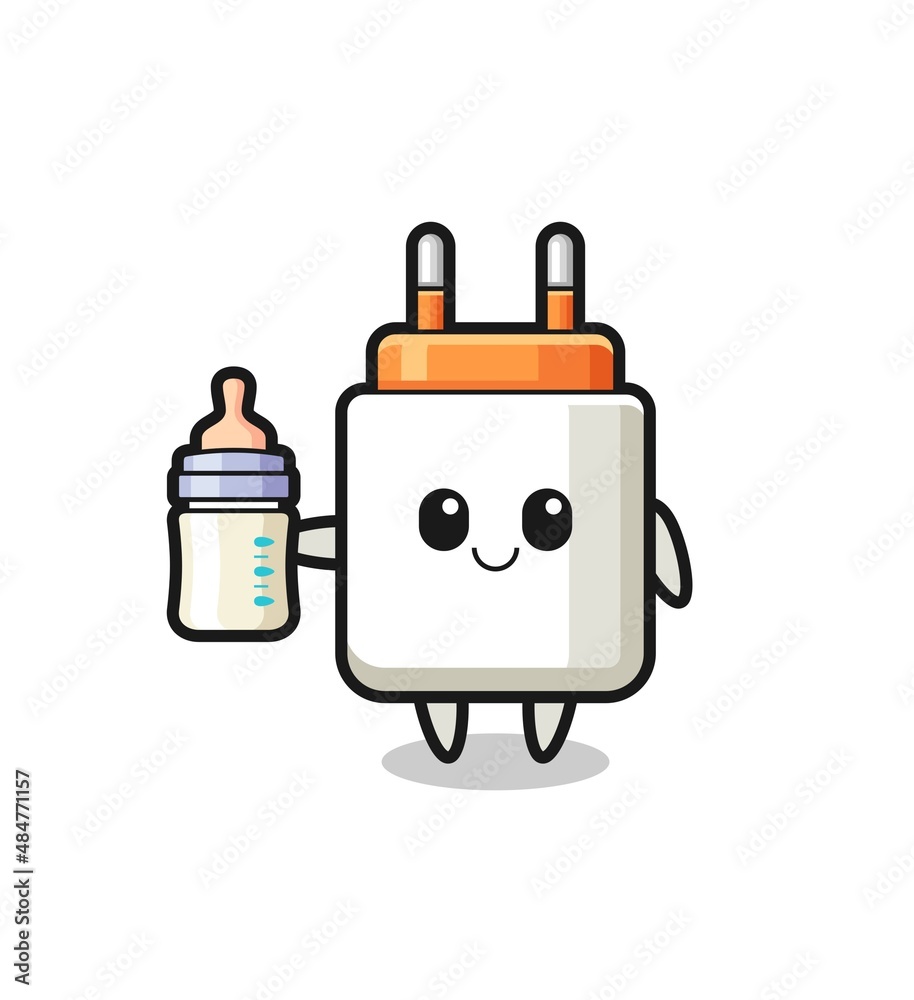 baby power adapter cartoon character with milk bottle baby power adapter cartoon character with milk bottle