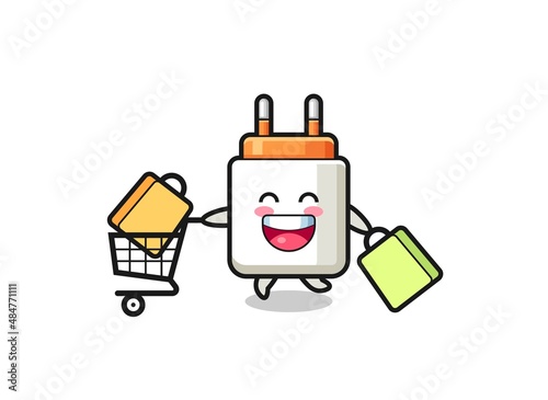 black Friday illustration with cute power adapter mascot