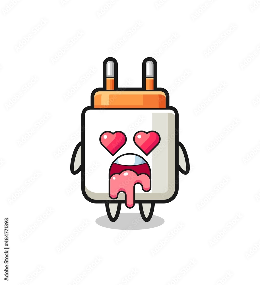 the falling in love expression of a cute power adapter with heart shaped eyes the falling in love expression of a cute power adapter with heart shaped eyes