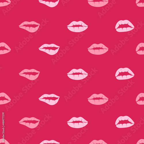 Valentine day. Lovely lips seamless vector pattern. Pattern with woman s flat lips. Fashion backdrop. Vector illustration.